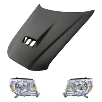 Replacement - 3-Piece Kit (Driver and Passenger Side Headlights, Hood Panel) (CAPA Certified)