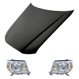 Replacement - 3-Piece Kit (Driver and Passenger Side Headlights, Hood Panel) (CAPA Certified)