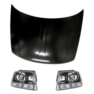 Replacement - 3-Piece Kit (Driver and Passenger Side Headlights, Hood Panel) (Standard Line)