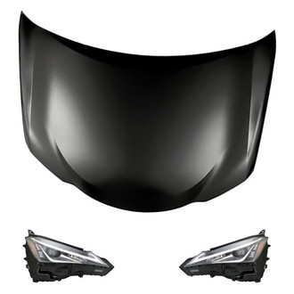 Replacement - 3-Piece Kit (Driver and Passenger Side Headlights, Hood Panel) (CAPA Certified)