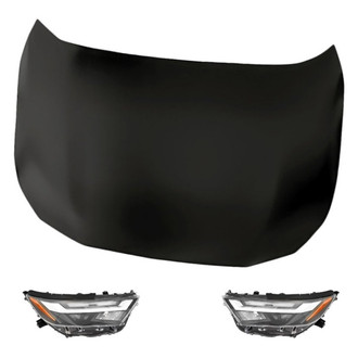 Replacement - 3-Piece Kit (Driver and Passenger Side Headlights, Hood Panel) (Standard Line)