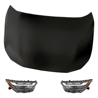 Replacement - 3-Piece Kit (Driver and Passenger Side Headlights, Hood Panel) (Standard Line)