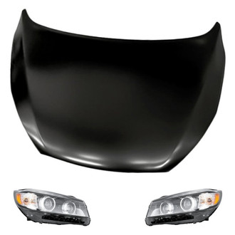 Replacement - 3-Piece Kit (Driver and Passenger Side Headlights, Hood Panel) (CAPA Certified)
