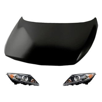 Replacement - 3-Piece Kit (Driver and Passenger Side Headlights, Hood Panel) (Standard Line)