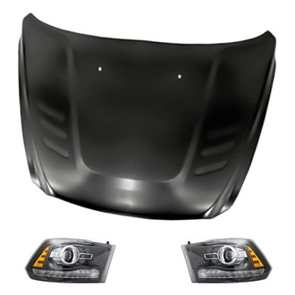 Replacement - 3-Piece Kit (Driver and Passenger Side Headlights, Hood Panel)
