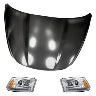 Replacement - 3-Piece Kit (Driver and Passenger Side Headlights, Hood Panel) (CAPA Certified)