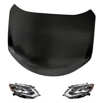 Replacement - 3-Piece Kit (Driver and Passenger Side Headlights, Hood Panel) (CAPA Certified)