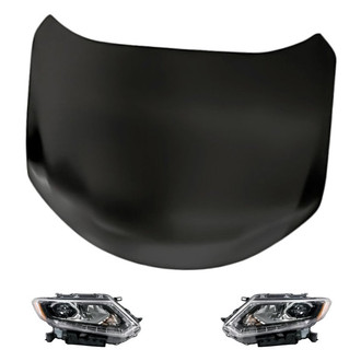 Replacement - 3-Piece Kit (Driver and Passenger Side Headlights, Hood Panel) (CAPA Certified)