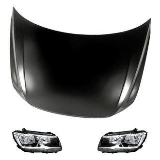 Replacement - 3-Piece Kit (Driver and Passenger Side Headlights, Hood Panel) (CAPA Certified)