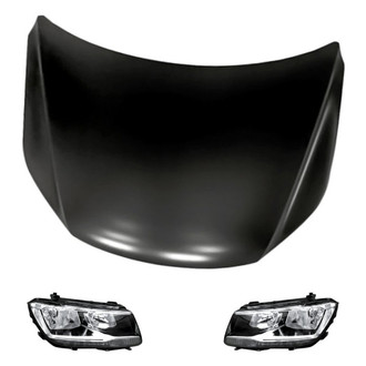 Replacement - 3-Piece Kit (Driver and Passenger Side Headlights, Hood Panel) (CAPA Certified)