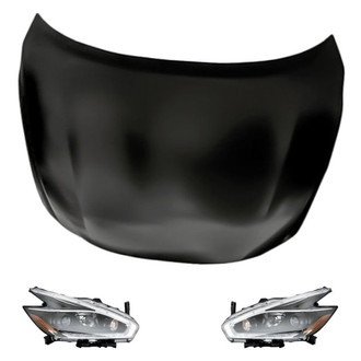 Replacement - 3-Piece Kit (Driver and Passenger Side Headlights, Hood Panel) (CAPA Certified)