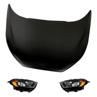 Replacement - 3-Piece Kit (Driver and Passenger Side Headlights, Hood Panel) (CAPA Certified)