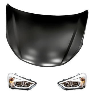 Replacement - 3-Piece Kit (Driver and Passenger Side Headlights, Hood Panel) (CAPA Certified)