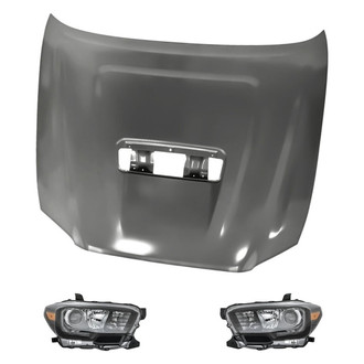 Replacement - 3-Piece Kit (Driver and Passenger Side Headlights, Hood Panel) (CAPA Certified)