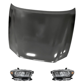 Replacement - 3-Piece Kit (Driver and Passenger Side Headlights, Hood Panel) (CAPA Certified)