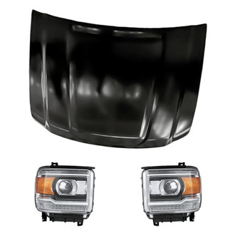 Replacement - 3-Piece Kit (Driver and Passenger Side Headlights, Hood Panel) (CAPA Certified)