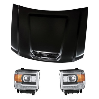 Replacement - 3-Piece Kit (Driver and Passenger Side Headlights, Hood Panel) (CAPA Certified)
