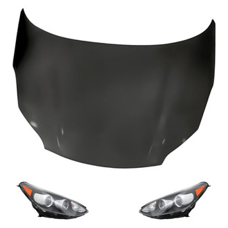 Replacement - 3-Piece Kit (Driver and Passenger Side Headlights, Hood Panel) (CAPA Certified)