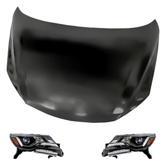 Replacement - 3-Piece Kit (Driver and Passenger Side Headlights, Hood Panel) (CAPA Certified)