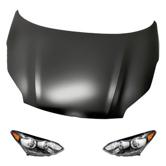 Replacement - 3-Piece Kit (Driver and Passenger Side Headlights, Hood Panel) (CAPA Certified)