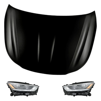 Replacement - 3-Piece Kit (Driver and Passenger Side Headlights, Hood Panel) (CAPA Certified)