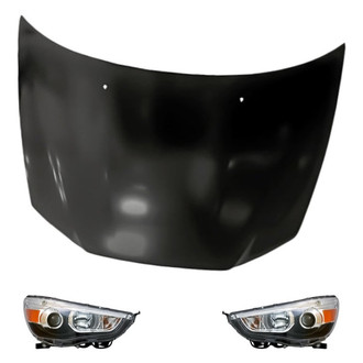 Replacement - 3-Piece Kit (Driver and Passenger Side Headlights, Hood Panel) (CAPA Certified)