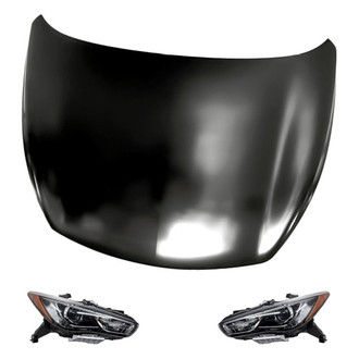 Replacement - 3-Piece Kit (Driver and Passenger Side Headlights, Hood Panel) (CAPA Certified)