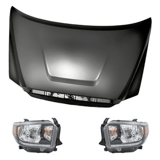 Replacement - 3-Piece Kit (Driver and Passenger Side Headlights, Hood Panel) (CAPA Certified)