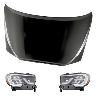Replacement - 3-Piece Kit (Driver and Passenger Side Headlights, Hood Panel) (CAPA Certified)
