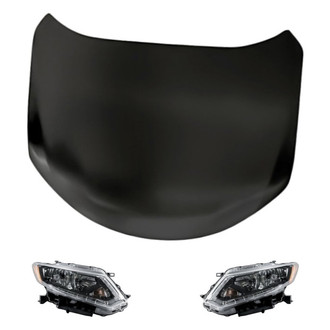 Replacement - 3-Piece Kit (Driver and Passenger Side Headlights, Hood Panel) (CAPA Certified)