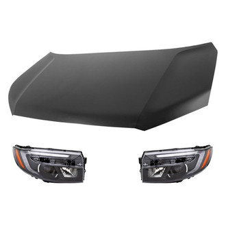 Replacement - 3-Piece Kit (Driver and Passenger Side Headlights, Hood Panel) (CAPA Certified)