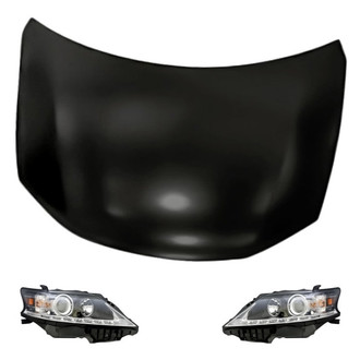 Replacement - 3-Piece Kit (Driver and Passenger Side Headlight Lenses and Housings, Hood Panel) (Standard Line)