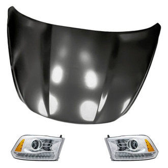Replacement - 3-Piece Kit (Driver and Passenger Side Headlights, Hood Panel) (Standard Line)