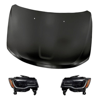 Replacement - 3-Piece Kit (Driver and Passenger Side Headlights, Hood Panel) (Standard Line)