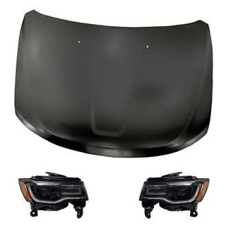 Replacement - 3-Piece Kit (Driver and Passenger Side Headlights, Hood Panel) (Standard Line)