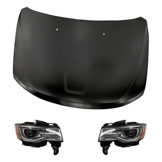 Replacement - 3-Piece Kit (Driver and Passenger Side Headlights, Hood Panel) (Standard Line)