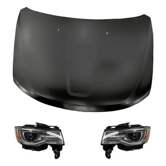 Replacement - 3-Piece Kit (Driver and Passenger Side Headlights, Hood Panel) (Standard Line)