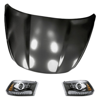 Replacement - 3-Piece Kit (Driver and Passenger Side Headlights, Hood Panel) (Standard Line)