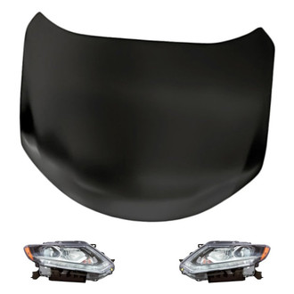 Replacement - 3-Piece Kit (Driver and Passenger Side Headlights, Hood Panel) (Standard Line)