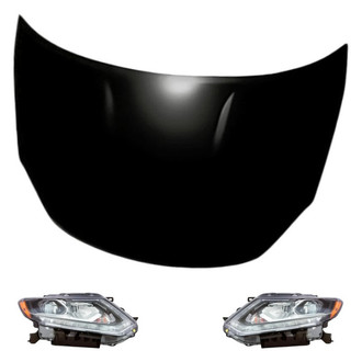 Replacement - 3-Piece Kit (Driver and Passenger Side Headlights, Hood Panel) (Standard Line)