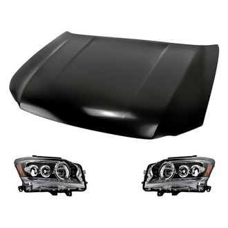 Replacement - 3-Piece Kit (Driver and Passenger Side Headlights, Hood Panel) (Standard Line)
