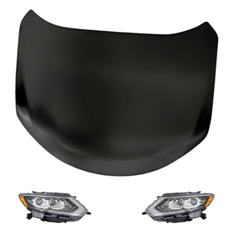 Replacement - 3-Piece Kit (Driver and Passenger Side Headlights, Hood Panel) (Standard Line)