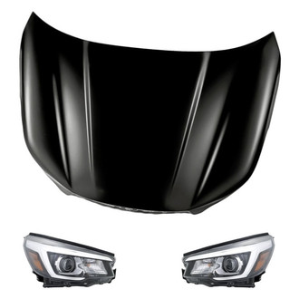 Replacement - 3-Piece Kit (Driver and Passenger Side Headlights, Hood Panel) (Standard Line)