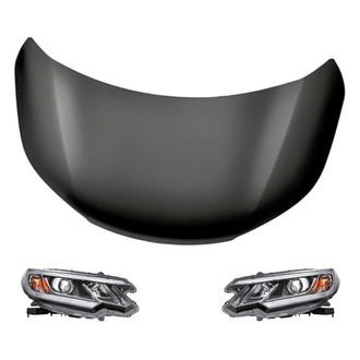 Replacement - 3-Piece Kit (Driver and Passenger Side Headlights, Hood Panel) (Standard Line)