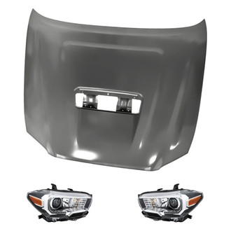 Replacement - 3-Piece Kit (Driver and Passenger Side Headlights, Hood Panel) (Standard Line)