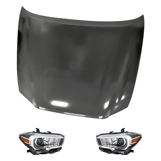 Replacement - 3-Piece Kit (Driver and Passenger Side Headlights, Hood Panel) (Standard Line)
