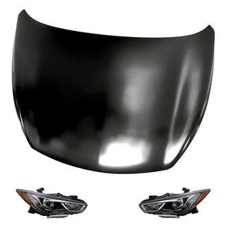 Replacement - 3-Piece Kit (Driver and Passenger Side Headlights, Hood Panel) (Standard Line)