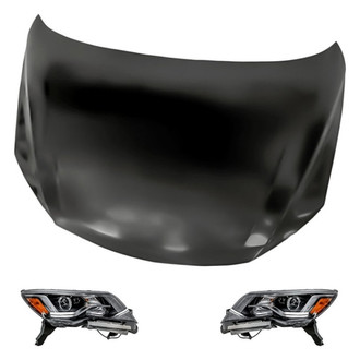 Replacement - 3-Piece Kit (Driver and Passenger Side Headlights, Hood Panel) (Standard Line)