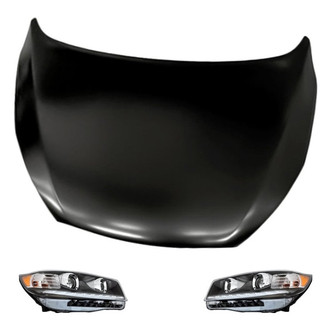 Replacement - 3-Piece Kit (Driver and Passenger Side Headlights, Hood Panel) (Standard Line)