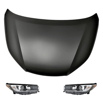 Replacement - 3-Piece Kit (Driver and Passenger Side Headlights, Hood Panel) (Standard Line)
